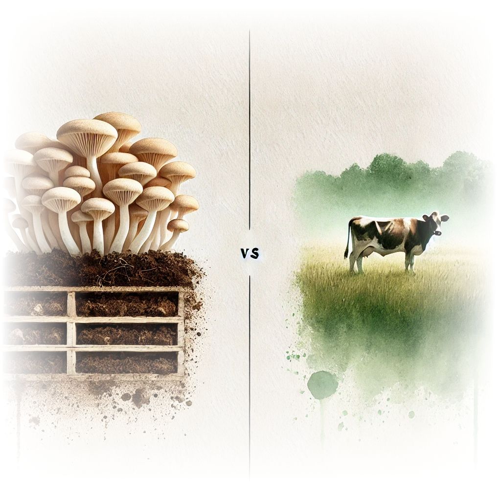 producao de cogumelos vs producao de gado