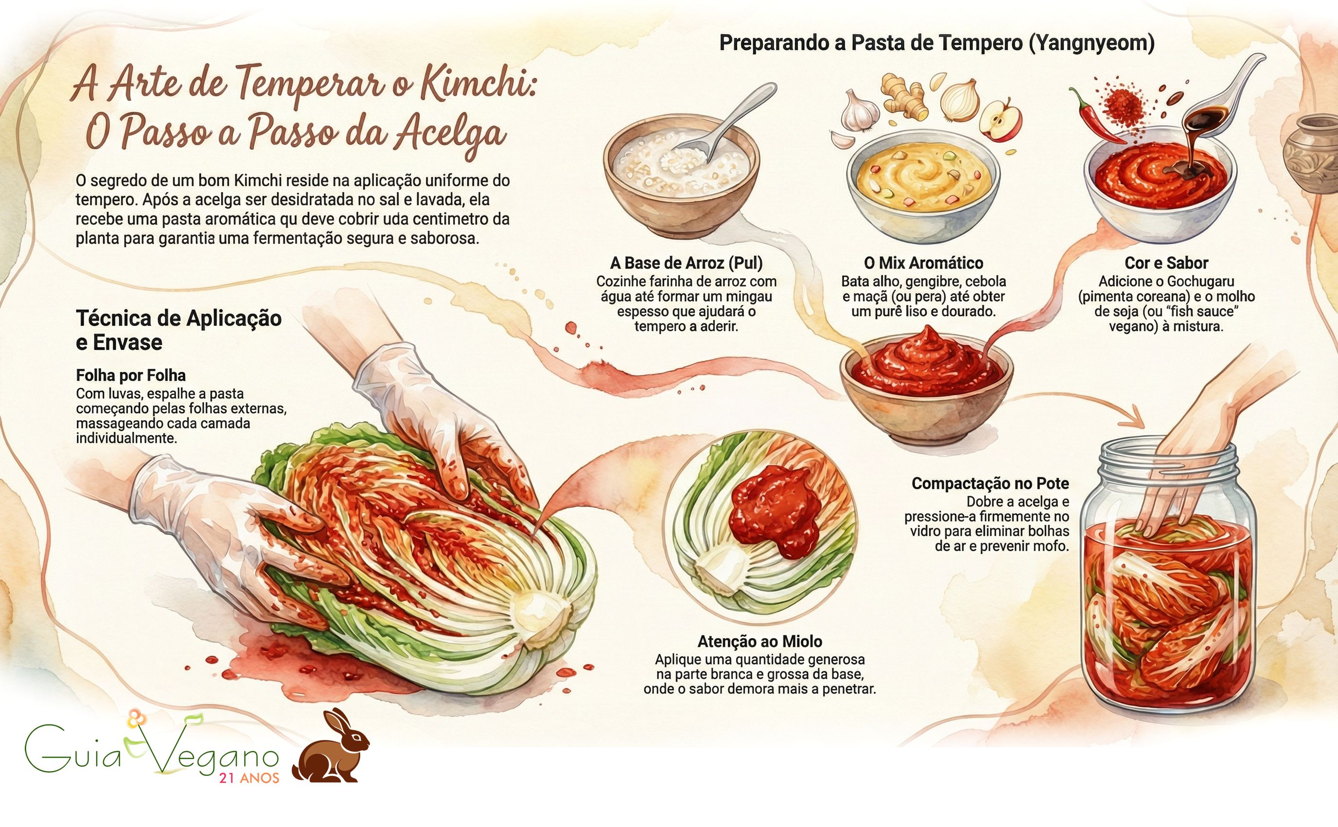 preparando o kimchi vegano