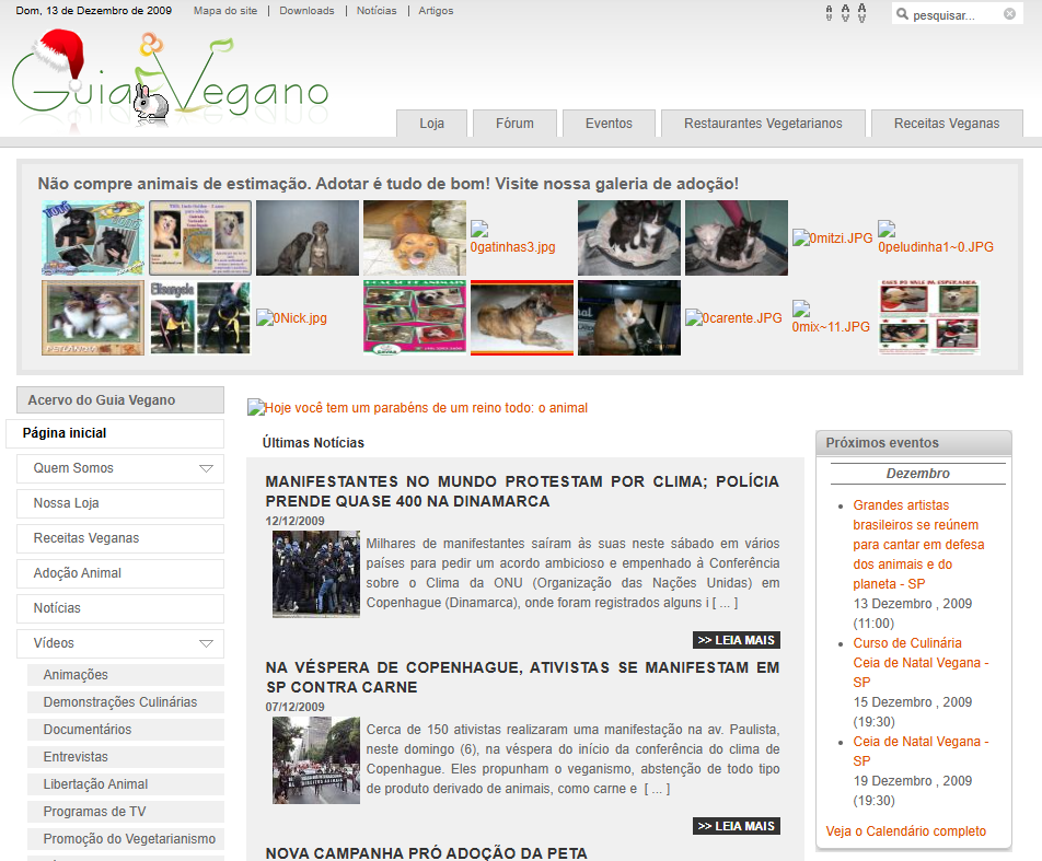 guia vegano em 2009 ja em joomla