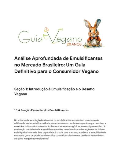 Emulsificantes Veganos no Brasil - Relatório do Guia Vegano