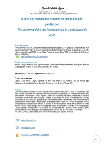 O devir dos animais não-humanos em um mundo pós-pandêmico